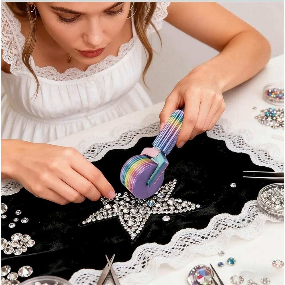 Diamond Art Roller for Rhinestone Embroidery, Easy-Grip Hand Roller Pink+Rainbow - Picture 4 of 8